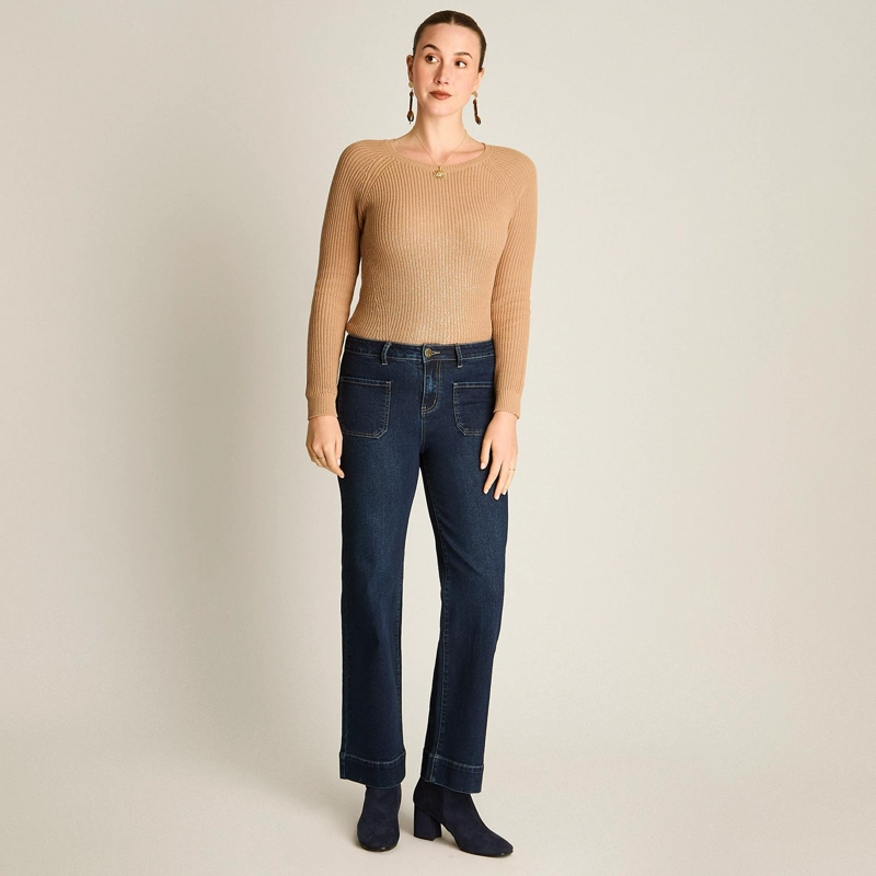 JEANS BLUE MEDIO WIDE LEG CON BOLSILLOS - 3