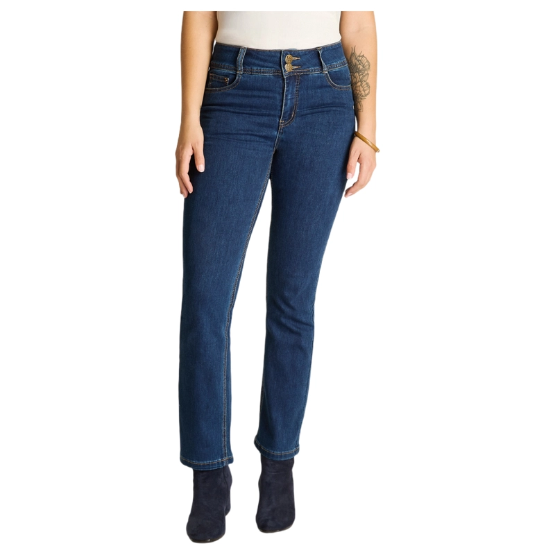 JEANS RECTO AZUL MEDIO PUSH UP DE CINCO BOLSILLOS - 1