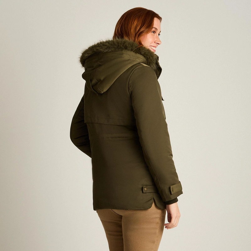PARKA VERDE CON GORRO PELUDO Y FORRO - 2