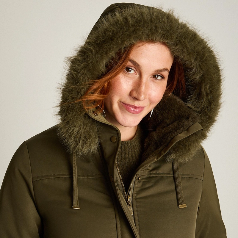 PARKA VERDE CON GORRO PELUDO Y FORRO - 3