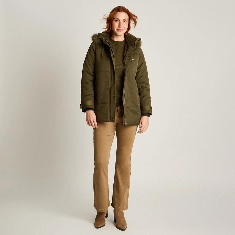PARKA VERDE CON GORRO PELUDO Y FORRO - 4