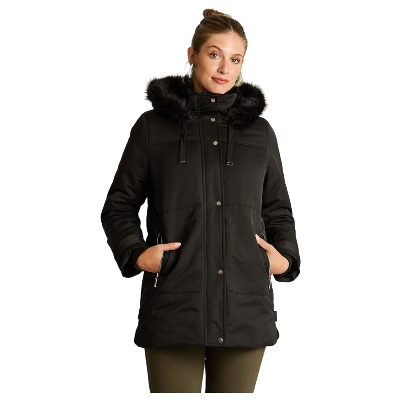 PARKA NEGRA CON GORRO FIJO Y FORRO - 1