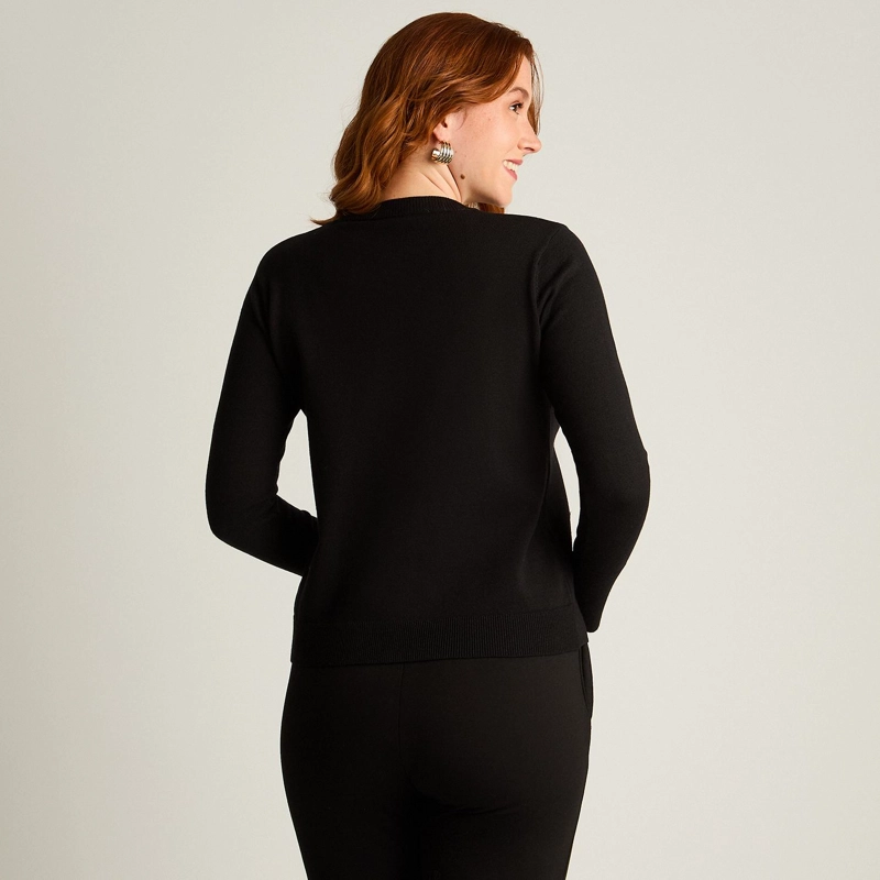 CARDIGAN NEGRO CON BOTONES DORADOS EN TEJIDO - 2