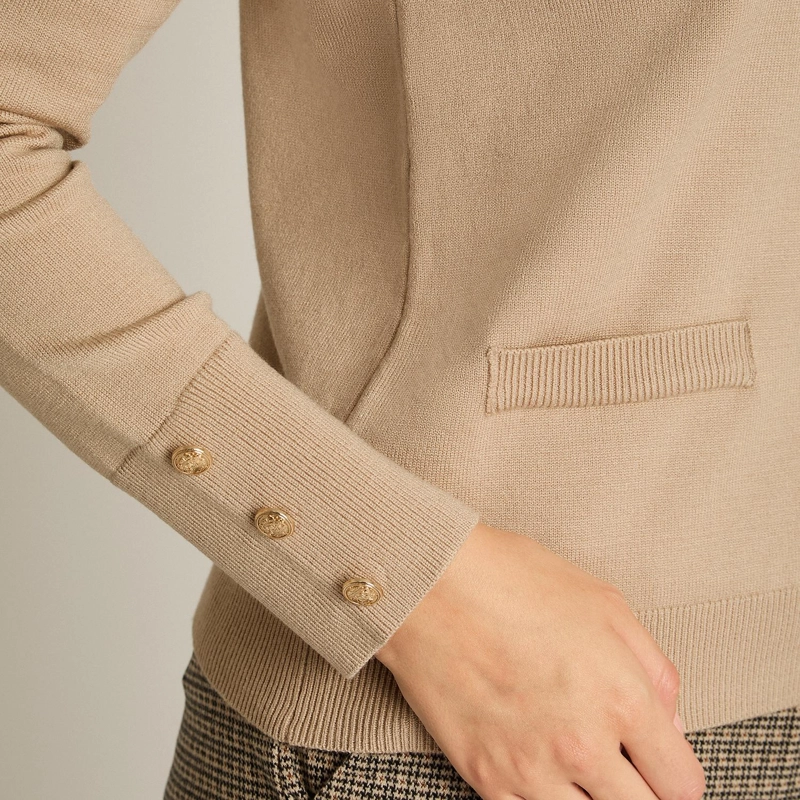 CARDIGAN ARENA CON BOTONES DORADOS EN TEJIDO - 3