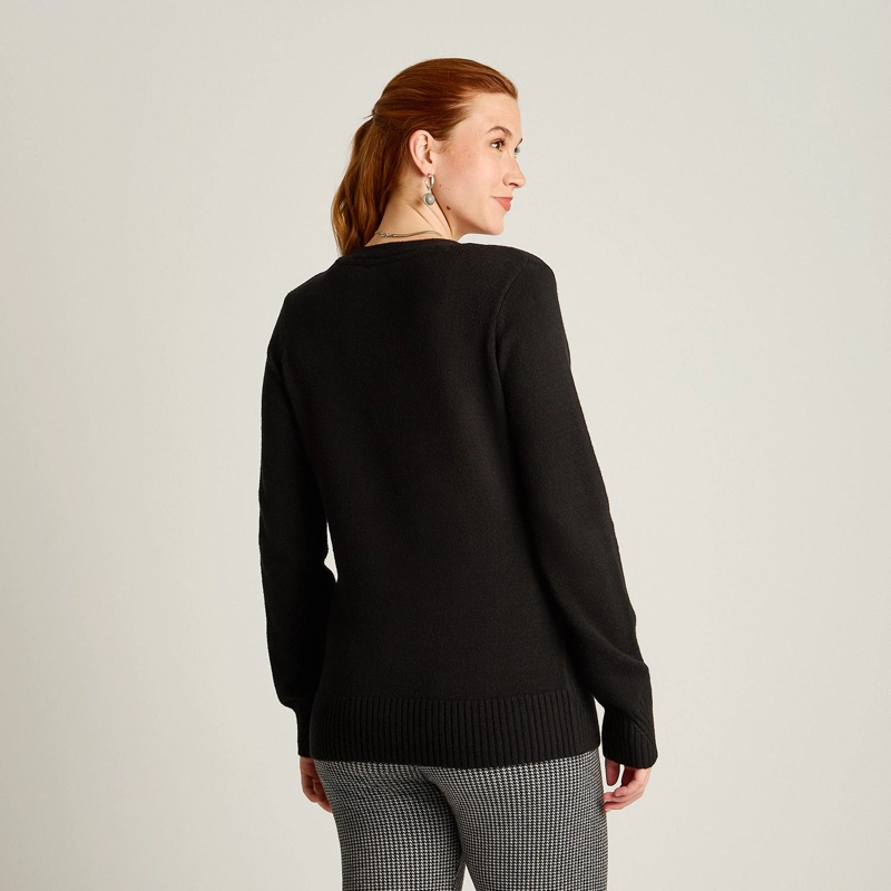 CARDIGAN NEGRO CON CUATRO BOTONES Y BOLSILLOS - 2
