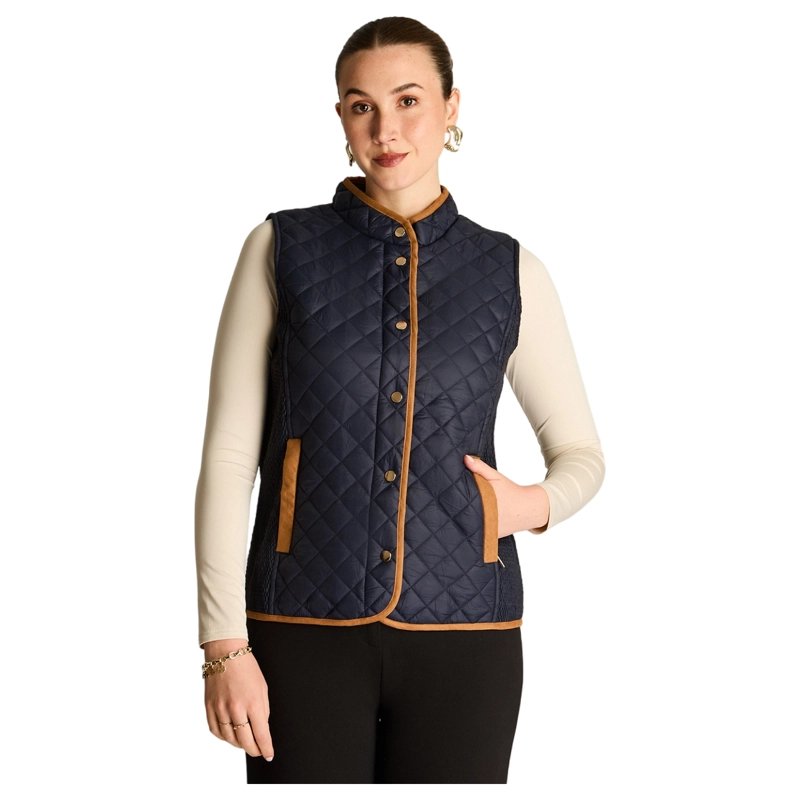 PARKA AZUL SIN MANGAS ACOLCHADA CON DETALLES EN SUEDE - 1
