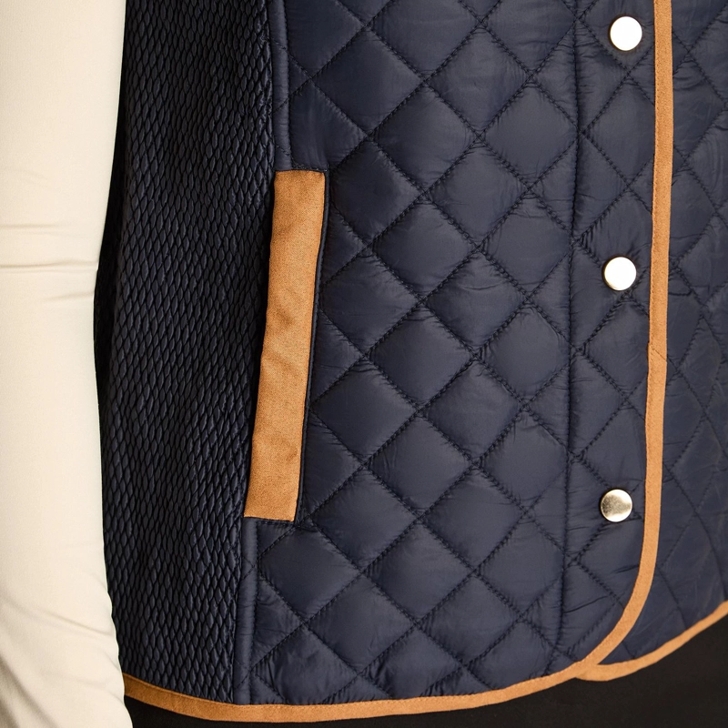 PARKA AZUL SIN MANGAS ACOLCHADA CON DETALLES EN SUEDE - 3