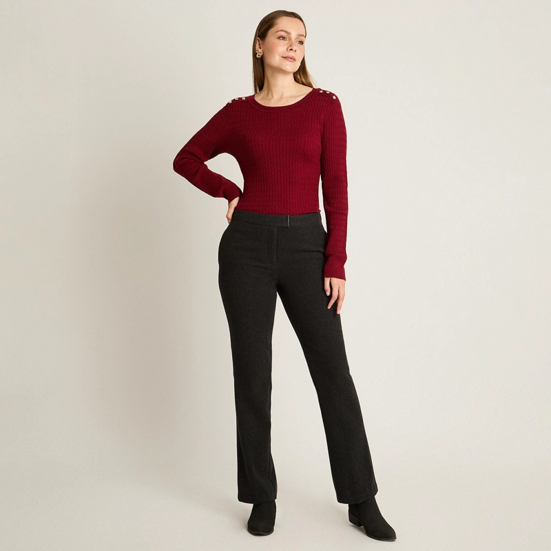 PANTALON RECTO DE LANA GRIS OSCURO - 4