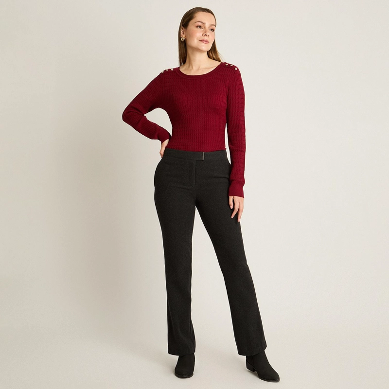 PANTALON RECTO DE LANA GRIS OSCURO - 4