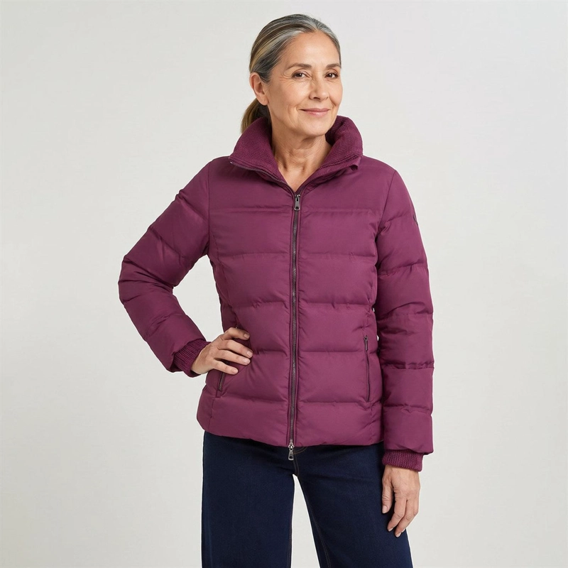 PARKA CORTA BURDEO CON DETALLE DE TEJIDO EN MANGAS Y CUELLO - 3
