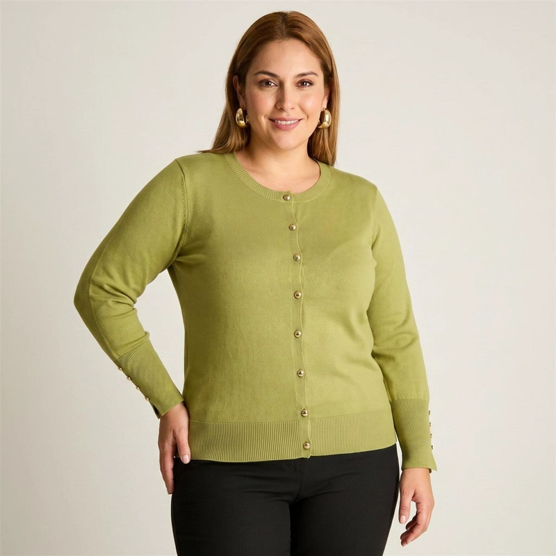 CARDIGAN PISTACHO CUELLO REDONDO CON BOTONES FRONTALES Y EN MANGA - 2
