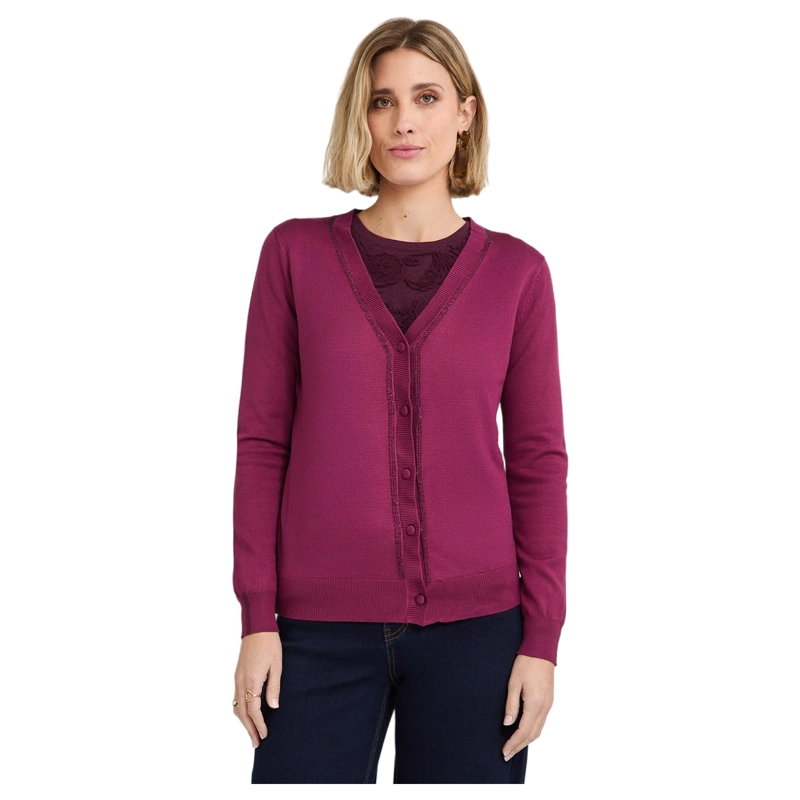CARDIGAN CON APLICACION DE STRASS MORADO - 1