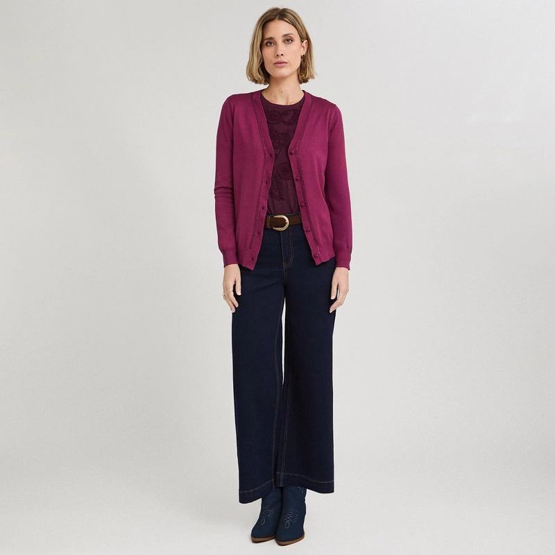 CARDIGAN CON APLICACION DE STRASS MORADO - 4