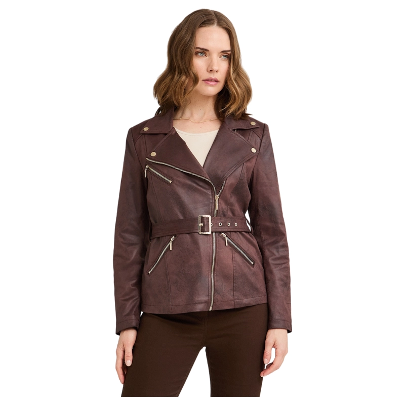 CASACA BIKER DE SUEDE CAFE - 1