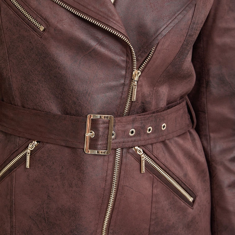 CASACA BIKER DE SUEDE CAFE - 3