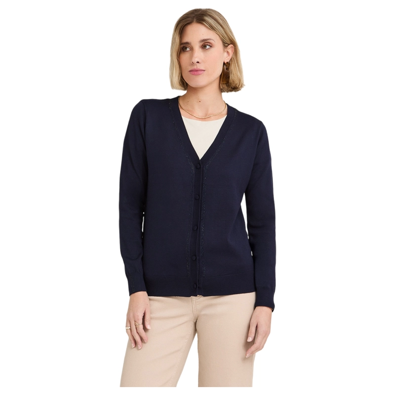 CARDIGAN CON APLICACION DE STRASS AZUL - 1