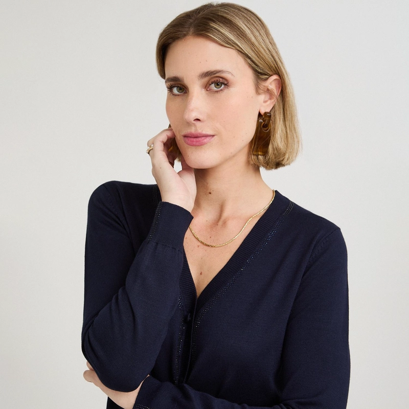 CARDIGAN CON APLICACION DE STRASS AZUL - 3