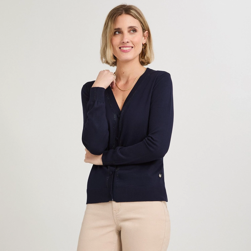 CARDIGAN CON APLICACION DE STRASS AZUL - 5