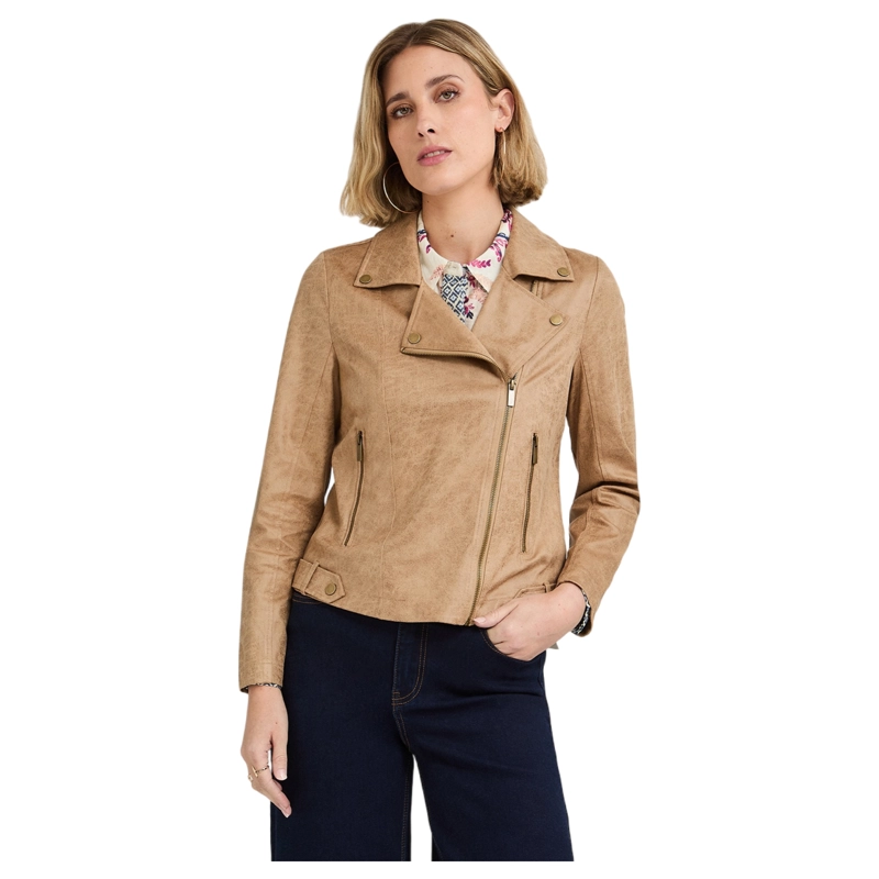 CASACA BIKER DE SUEDE CAMEL - 1