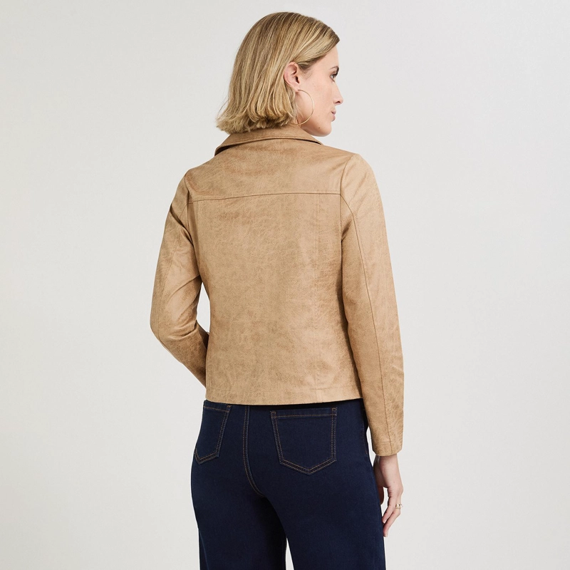 CASACA BIKER DE SUEDE CAMEL - 2