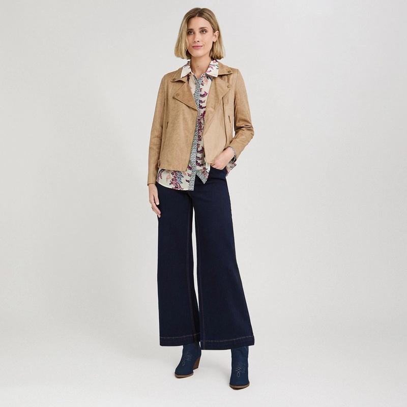 CASACA BIKER DE SUEDE CAMEL - 4