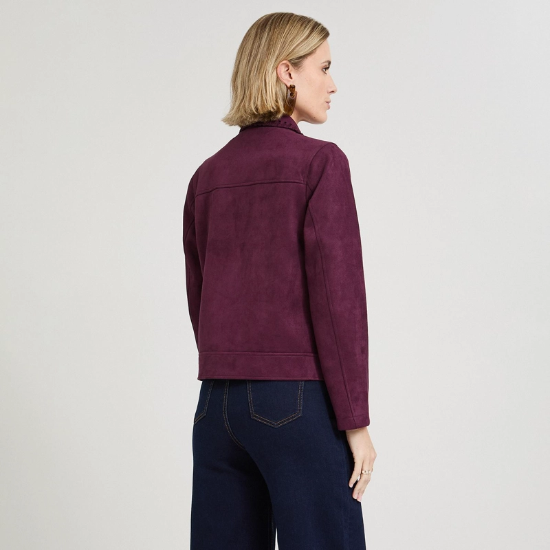 CASACA DE SUEDE CON APLICACION EN CUELLO Y BOLSILLOS MORADO - 2