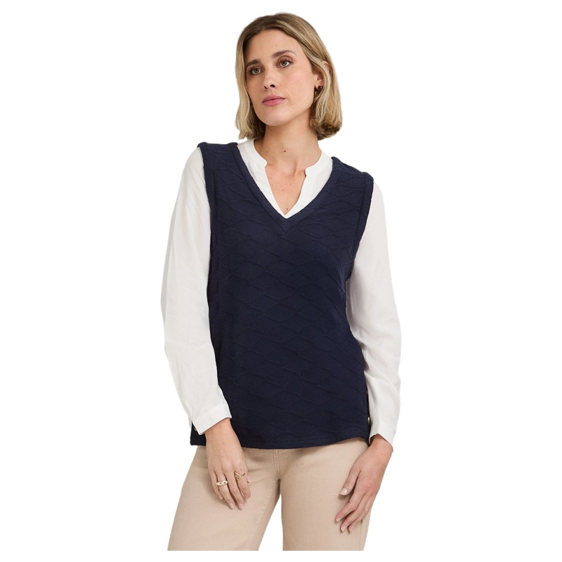 POLERA LANILLA CON MANGA BLUSA AZUL - 1