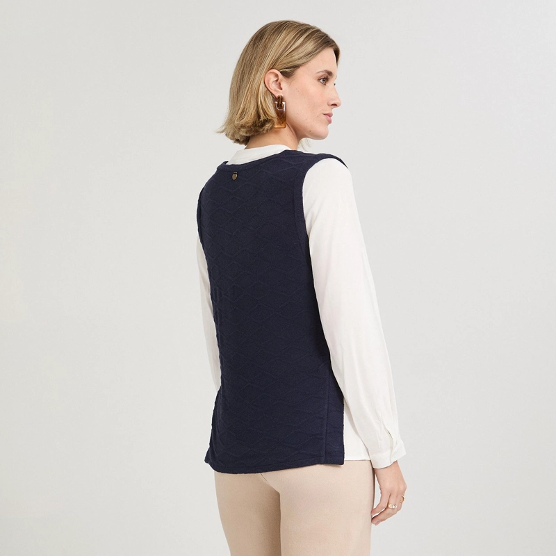 POLERA LANILLA CON MANGA BLUSA AZUL - 2