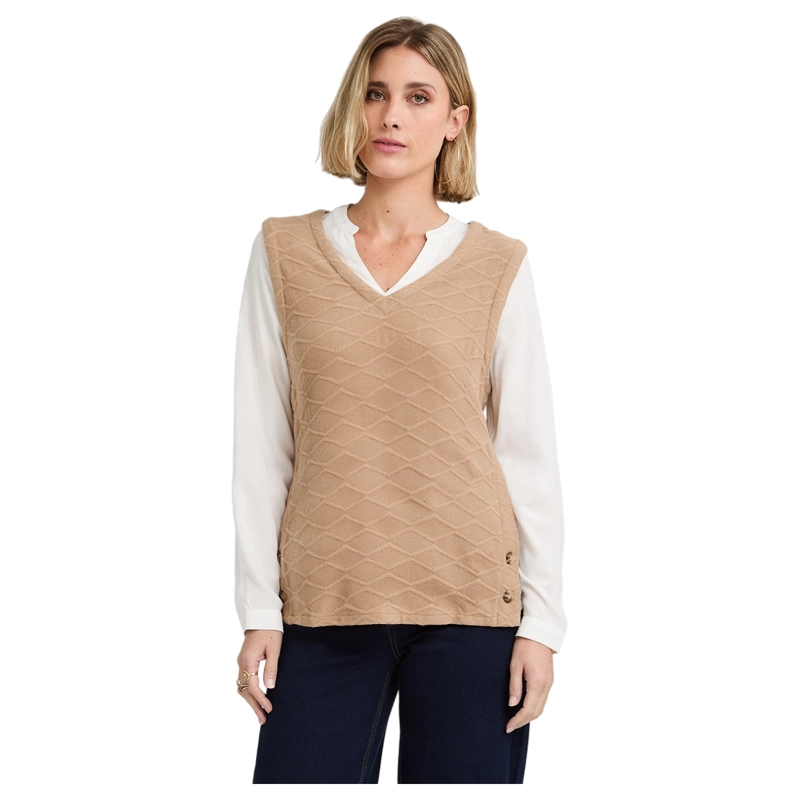 POLERA LANILLA CON MANGA BLUSA CAMEL - 1