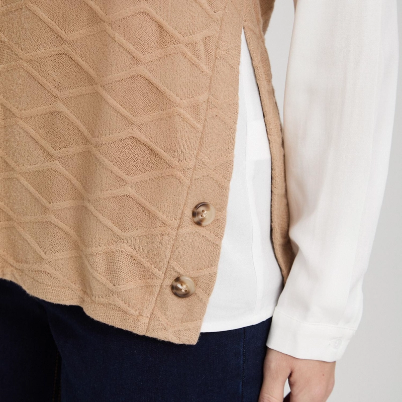 POLERA LANILLA CON MANGA BLUSA CAMEL - 3