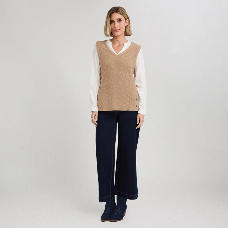 POLERA LANILLA CON MANGA BLUSA CAMEL - 4