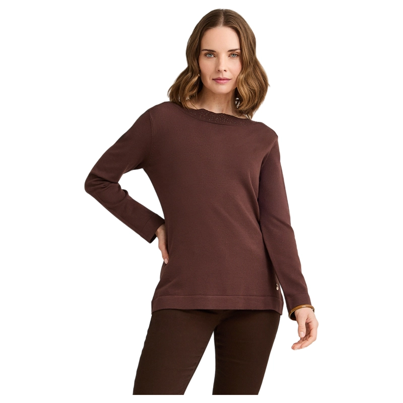 SWEATER CON APLICACION DE STRASS CAFE - 1