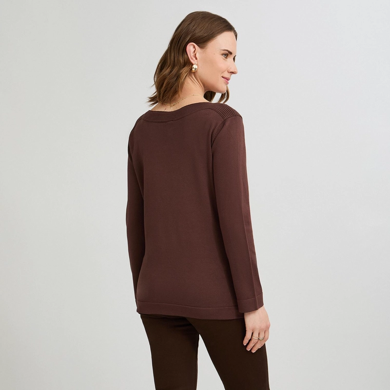 SWEATER CON APLICACION DE STRASS CAFE - 2