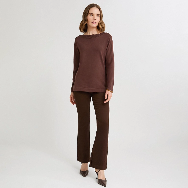 SWEATER CON APLICACION DE STRASS CAFE - 4