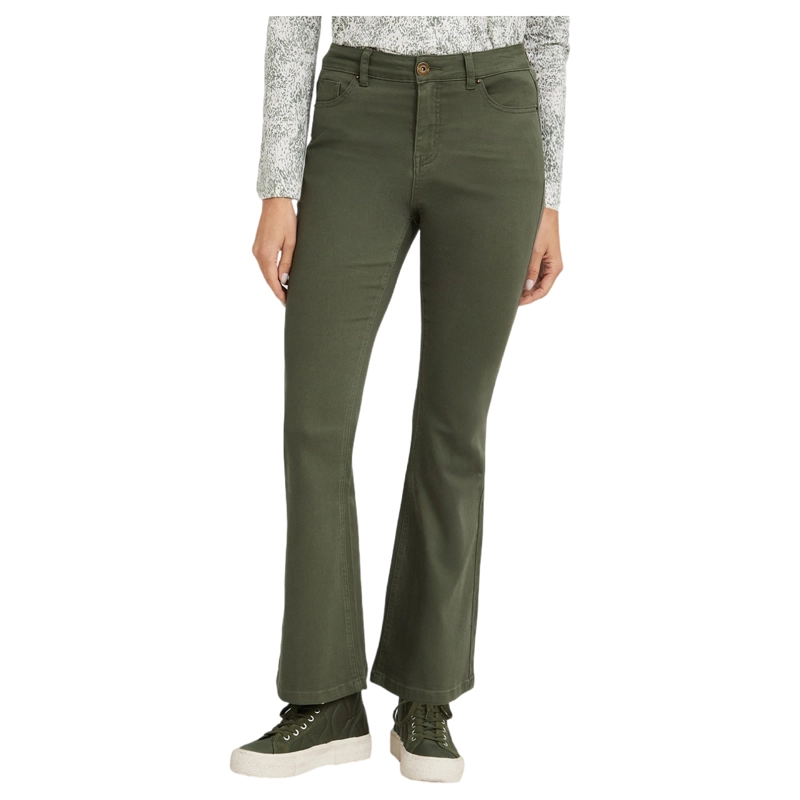 JEANS FLARE UN BOTON VERDE - 1