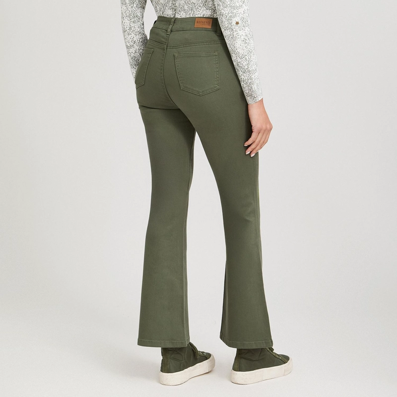 JEANS FLARE UN BOTON VERDE - 2