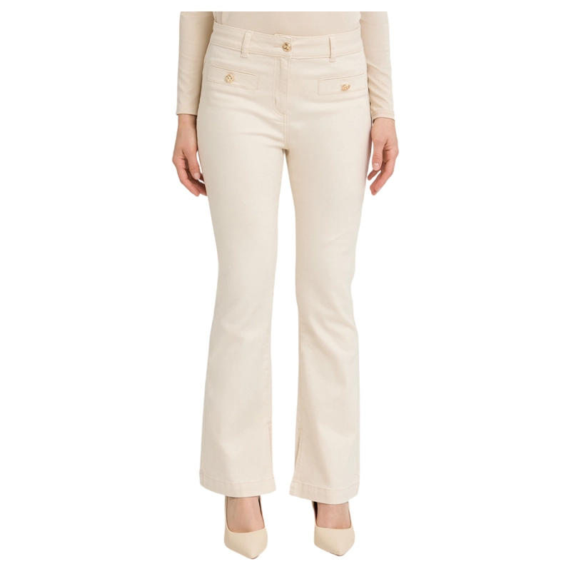 JEANS FLARE 3 BOTONES AMARILLO - 1