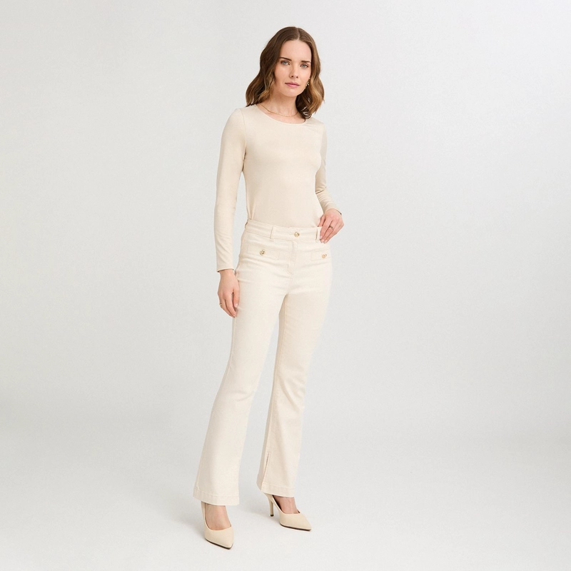 JEANS FLARE 3 BOTONES AMARILLO - 4