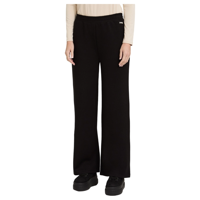 PANTALON SPORT PALAZZO PRETINA ELASTICADA NEGRO - 1