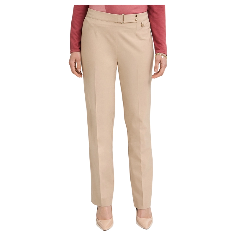 PANTALON FORMAL RECTO PRETINA ELASTICADA BEIGE - 1
