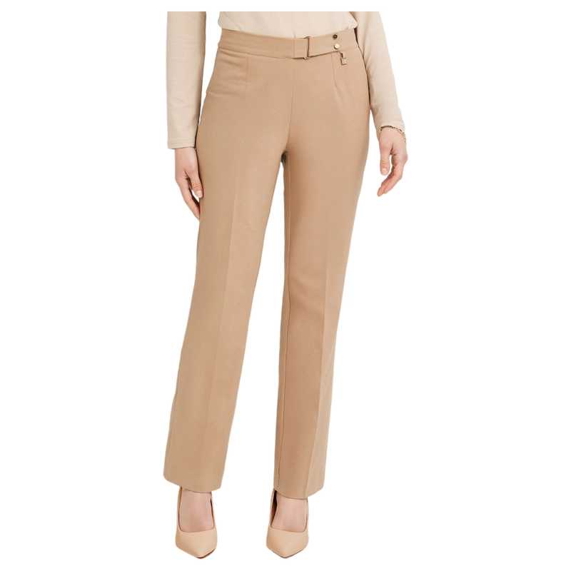 PANTALON FORMAL RECTO PRETINA ELASTICADA CAMEL - 1