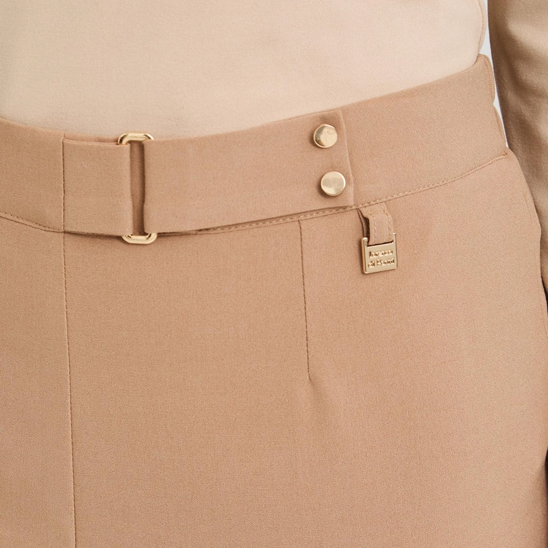 PANTALON FORMAL RECTO PRETINA ELASTICADA CAMEL - 3