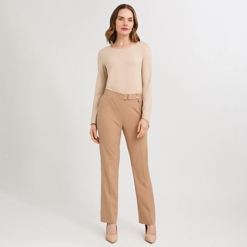 PANTALON FORMAL RECTO PRETINA ELASTICADA CAMEL - 4