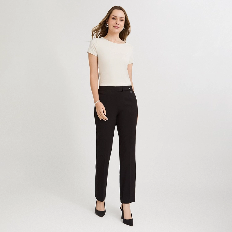 PANTALON FORMAL RECTO PRETINA ELASTICADA NEGRO - 4