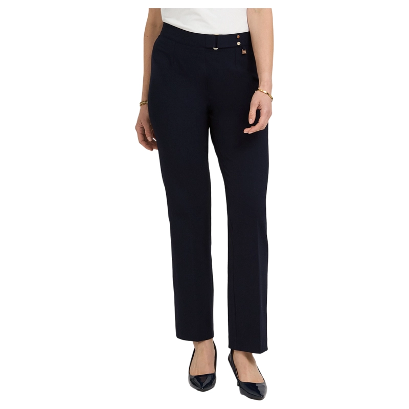 PANTALON FORMAL RECTO PRETINA ELASTICADA AZUL - 1