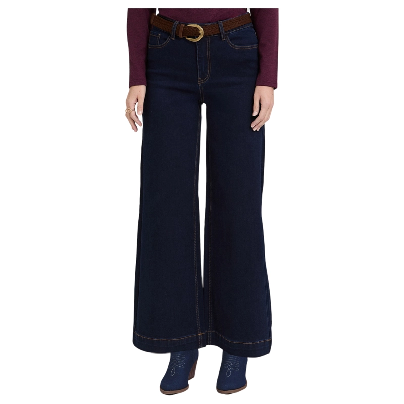 JEANS COULOTTE CON CINTURON AZUL - 1