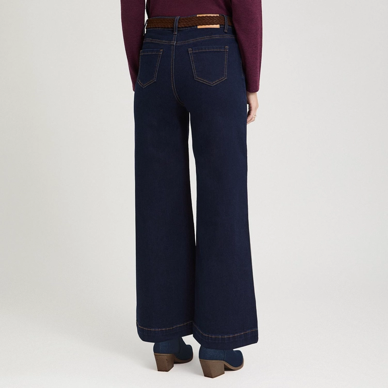 JEANS COULOTTE CON CINTURON AZUL - 2