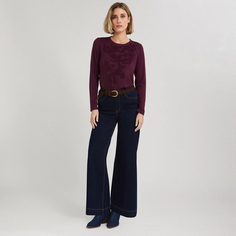 JEANS COULOTTE CON CINTURON AZUL - 4