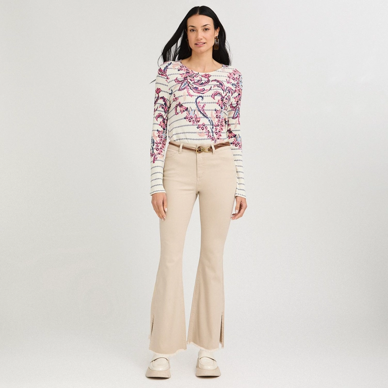 JEANS FLARE CON CINTURON BEIGE - 4