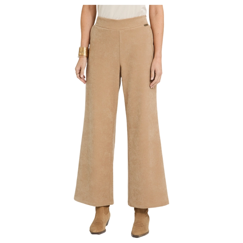 PANTALON SPORT PALAZZO DE SUEDE CAMEL - 1